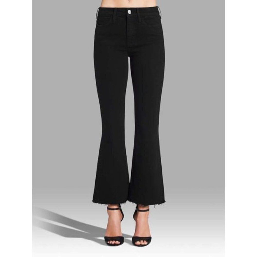 Mih Jeans‎ Black Lou High Rise Cropped Bell